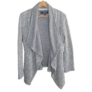 BNCI by Blanc Noir Gray Marled Open Front Waterfall Knit Cardigan Sweater Jacket